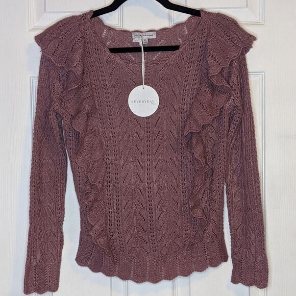 Pink Thread RP Everyday Shop Ruffle Pointelle Sweater XS - Picture 4 of 13